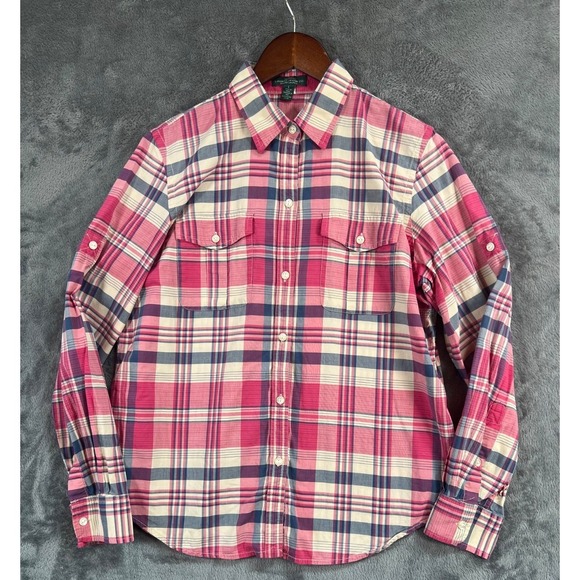 Lauren Ralph Lauren Tops - Lauren Ralph Lauren Shirt Womens Large Pink Multicolor Madras Plaid